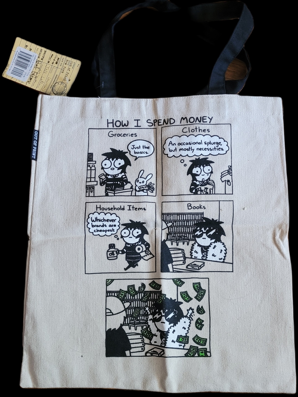 NEW Cartoon Panel Canvas Tote Bag. Barnes & Noble. Measures 15x16.5".